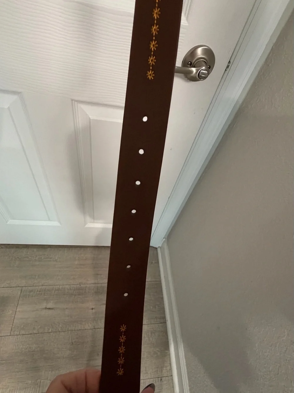 NWT Linea Pelle Brown Leather Belt with Decorative Stitching